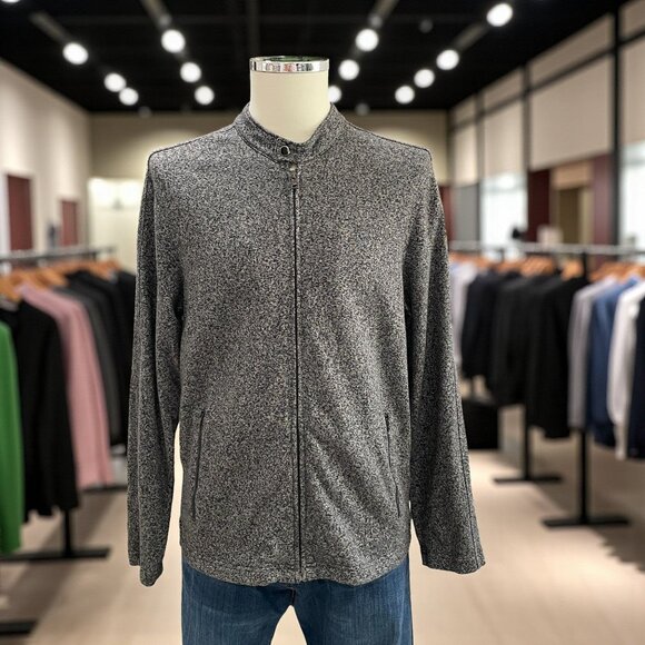 Calvin Klein Mens Gray Full Zip Jacket Medium Knit Cotton Casual Minimalist - Picture 1 of 9